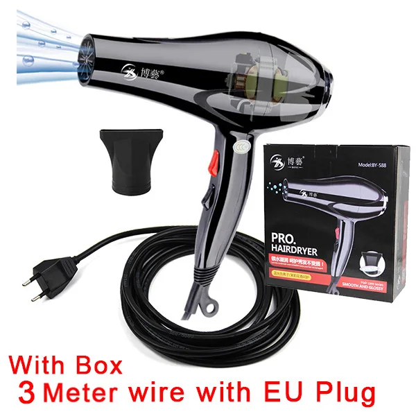 3M EU with Box BY-588AC 2100 Вт высокой мощности AC мотор для фена для парикмахерских салонных инструментов фен с низким уровнем шума фен для волос - Цвет: 3M EU with Box