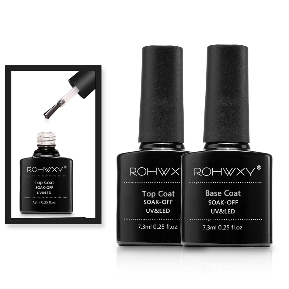 Верхнее Базовое покрытие ROHWXY 7 3 мл УФ светодиодный Гель лак для ногтей