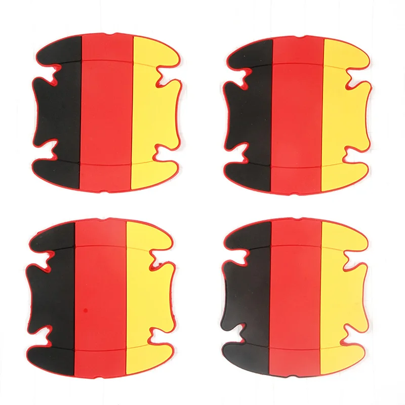 German flag 4 шт. Универсальная автомобильная мягкая резиновая пленка стильные ручки наклейки в виде царапин авто дверь запястье защитные модные наклейки аксессуары для автомобиля - Название цвета: German flag