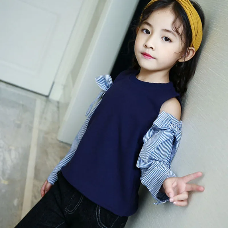 school girls blouses and shirts long sleeve children clothing autumn 2017 teenage little girl white blue shirt casual tops|school blouse|girls