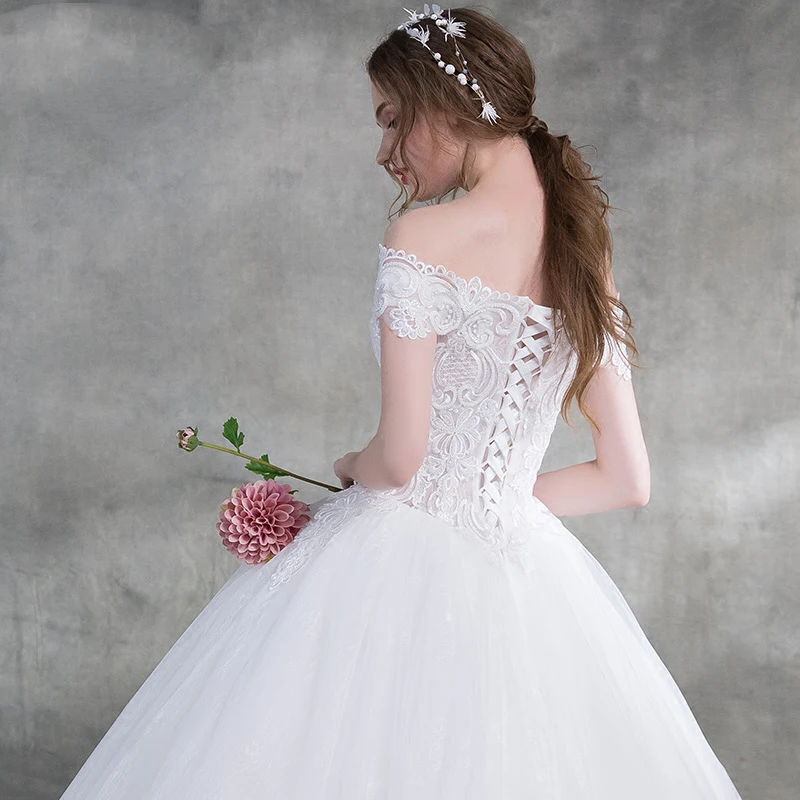 Женское кружевное свадебное платье It's Bride элегантное бальное до пола с вырезом