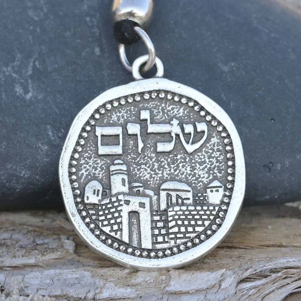 JerusalemA344 Мужское ожерелье Menorah Judaica подсвечник кулон иврит Ханука подарок Израиль шекель эмблема Религиозные ювелирные изделия A262 - Окраска металла: JerusalemA344