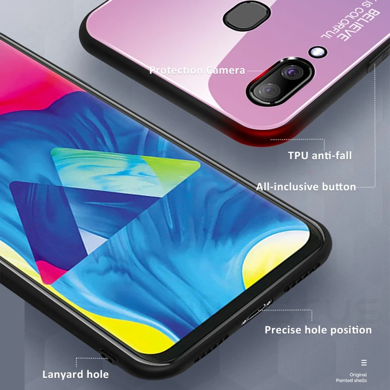 Роскошный градиентный чехол из закаленного стекла для Samsung Galaxy A20 SM-A205F/DS A 20 S E A205
