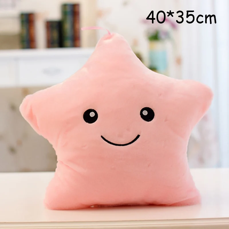 pink(40x35cm) 5 цветов светодиодный свет музыка Звезд плюшевые подушки люминесцентный светящийся музыкальные звезды игрушки красочные подушки подарок на день рождения для детей - Цвет: pink(40x35cm)