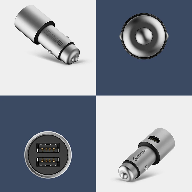 Xiao mi autolader Originele Xiao mi autolader qc 3,0 DUAL usb Snel OPLADEN Max 5 V/3A metalen dual Usb SNEL Opladen