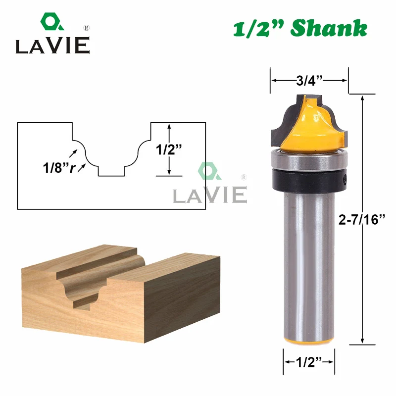 

1pc 12mm 1/2" Shank Faux Ogee Router Bit C3 Carbide Tipped Woodworking Cutters 12.7mm Wood Milling Cutter Carving MC03073