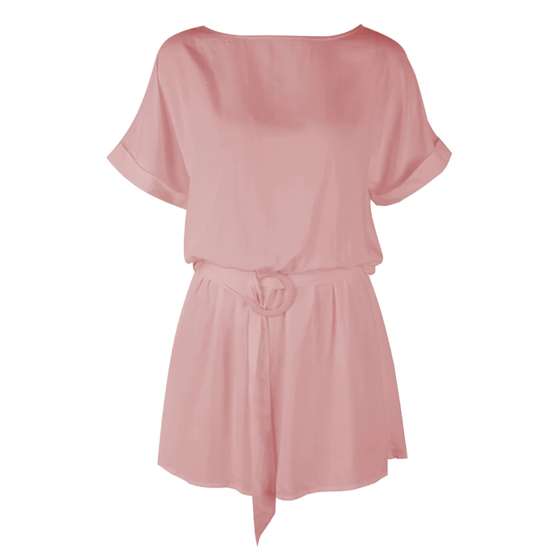 Женский комбинезон женский летний с вырезом лодочкой модные однотонные