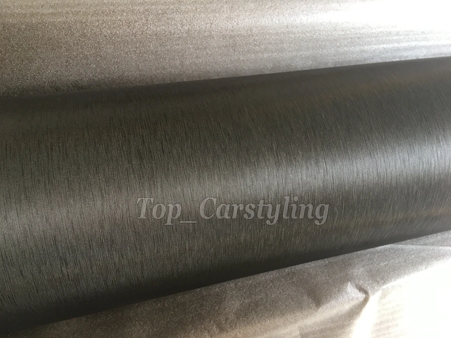 Низкая цена 1.52X20 м/roll Титан Матовый алюминий винил wrap оклеивание щетка стальная