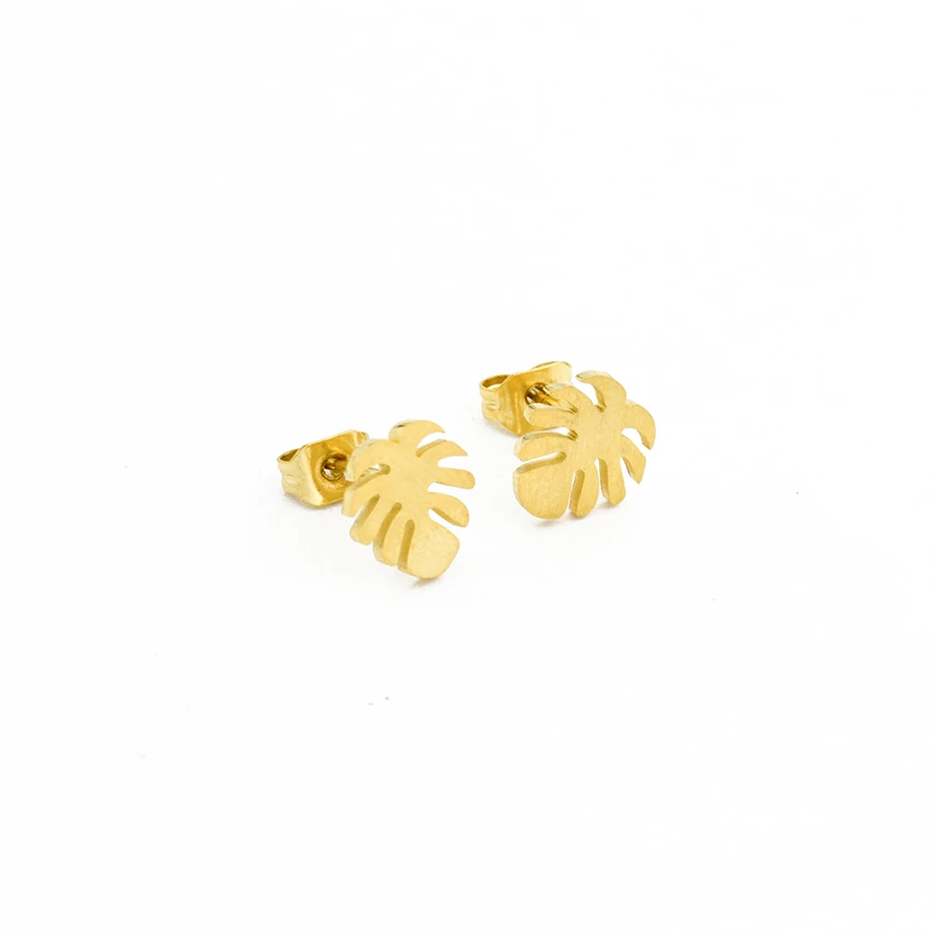 Monstera серьги в форме листа для женщин букле d'oreille из нержавеющей стали пальмовые гвоздики дерево серьги, ювелирные изделия подарок для сестры идеи