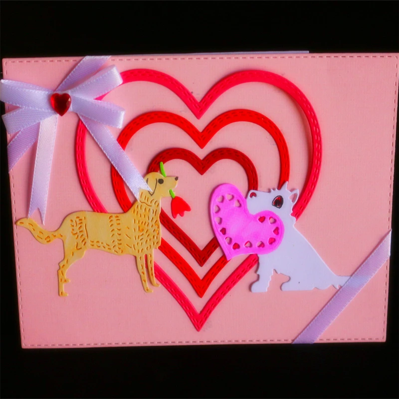 SCD1109 Love Dog металлические режущие штампы для трафареты скрапбукинга карточки