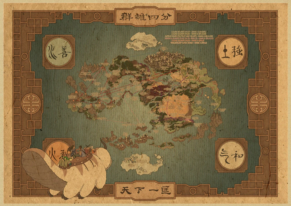 Аватар Последний Airbender Aang Katara мультфильм крафт-плакаты и печать настенная живопись Настенная картина для гостиной домашний декор