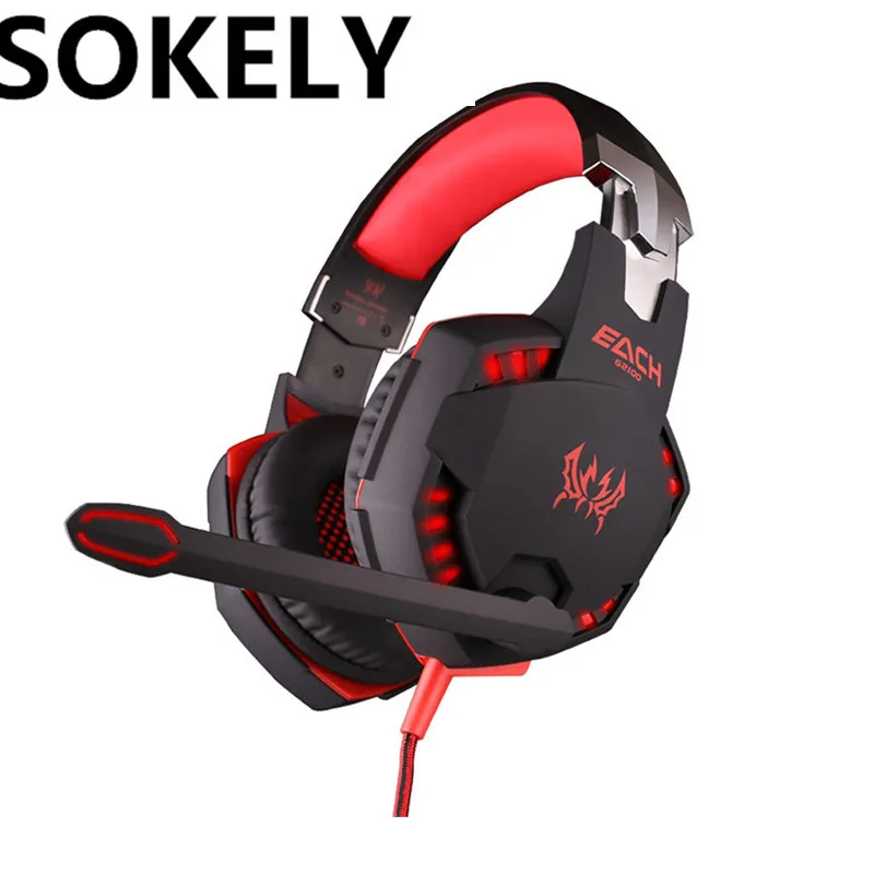 SOKELY G2100 Gaming Headset Stereo Bass шлем best наушников с вибрацией Функция/Mic/светодиодный свет