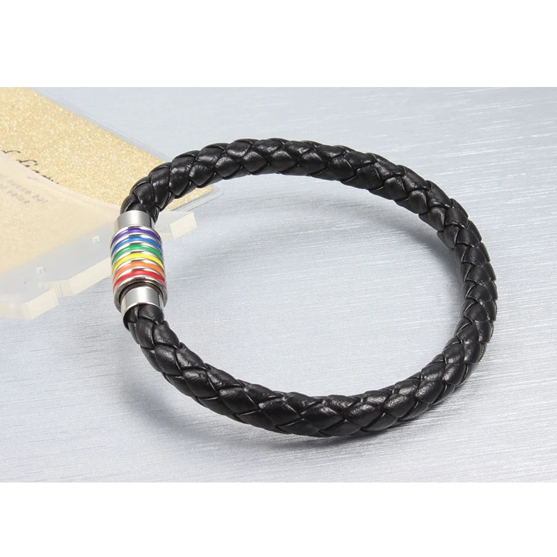 Женский и мужской браслет из натуральной плетеной кожи черный коричневый