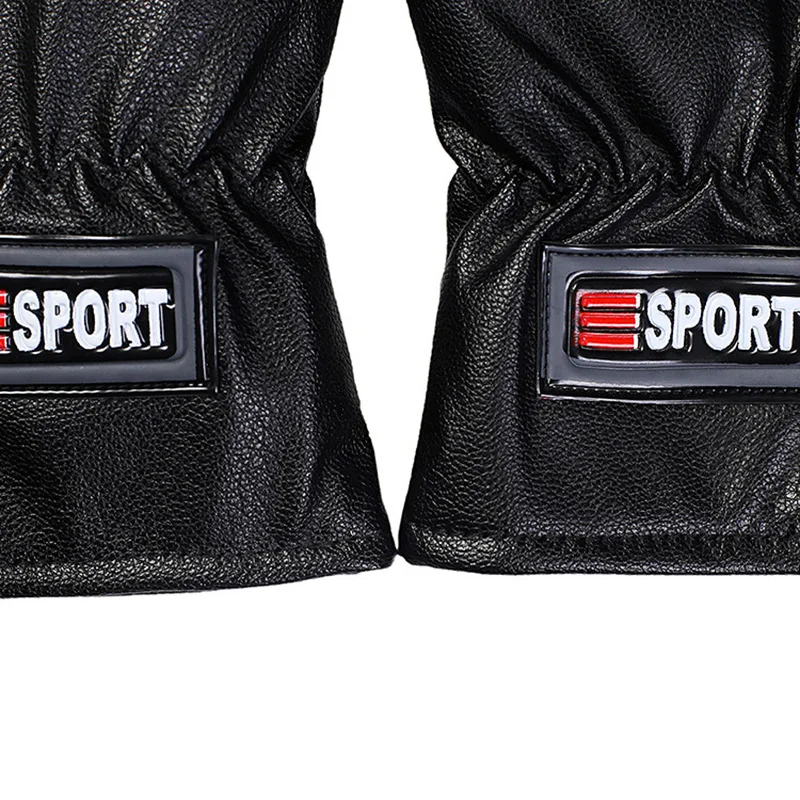 

Men's driving gloves PU leather mittens windproof waterproof plus velvet thickening warm winter outdoor locomotive mittens D16