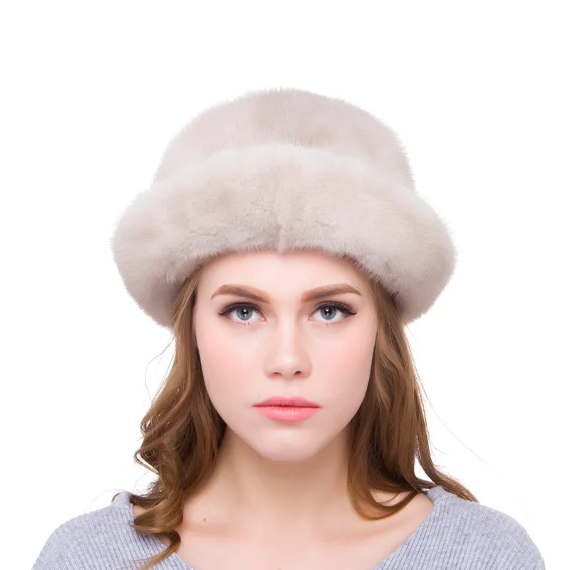 

JKP Women's Berets Real Mink Fur Hat Winter Imported Whole-Skin Mink Fur Hat Russian Luxury Women's Fashion Hat DHY18-12