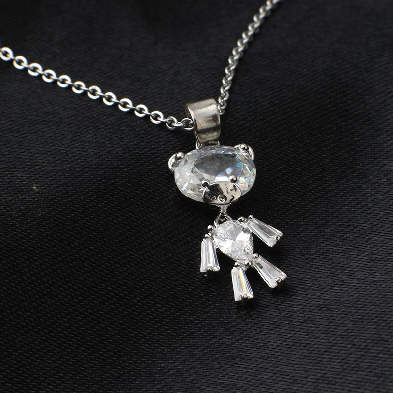 Женское колье с медвежатой цепочкой Manxiuni Серебряное украшение кристаллом из