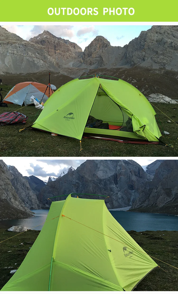 Бесплатный коврик Naturehike фабрика Сверхлегкий тагар палатка 1 человек/2 человек Открытый Кемпинг Пешие Прогулки 3 сезона двухслойная ветрозащитная палатка