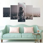 Модульная картина, плакат, 5 шт., астронавт в инопланетном мире, стена для гостиной, скандинавский декор, печать, искусство на холсте HD