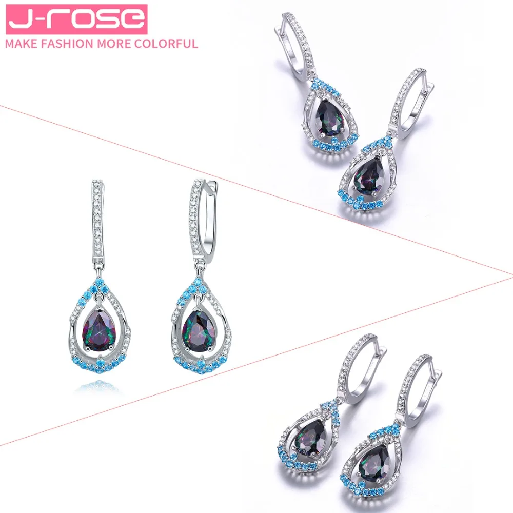 Jrose красочные CZ Твердые Серебро 925 пробы белые женские Серьги Праздничный Подарок