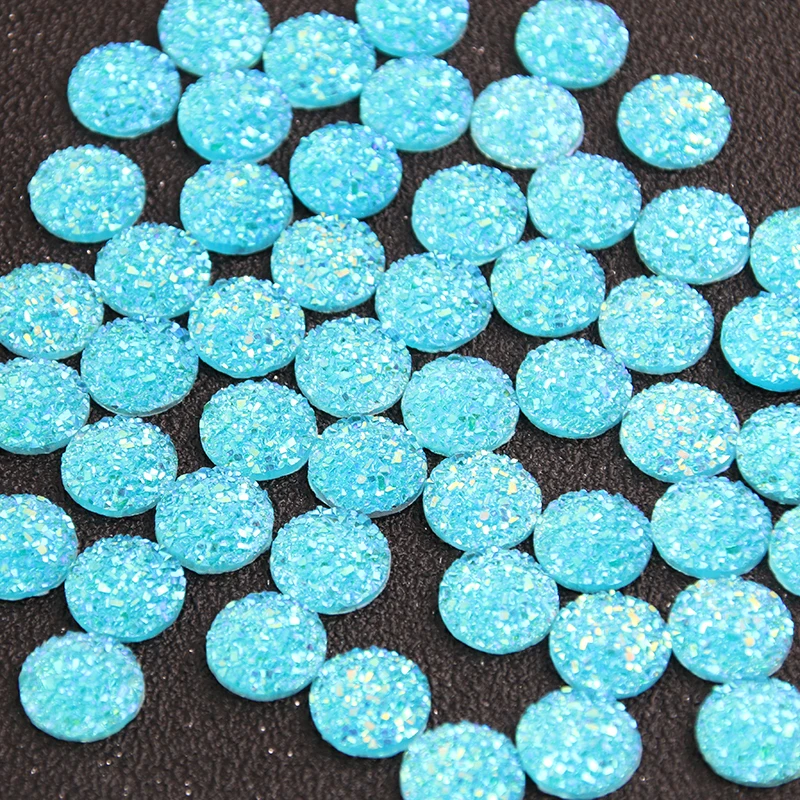 New Fashion 40pcs 12mm Mix Colors Natural Ore Style Flat Back Resin Cabochons For Bracelet Earrings Accessories