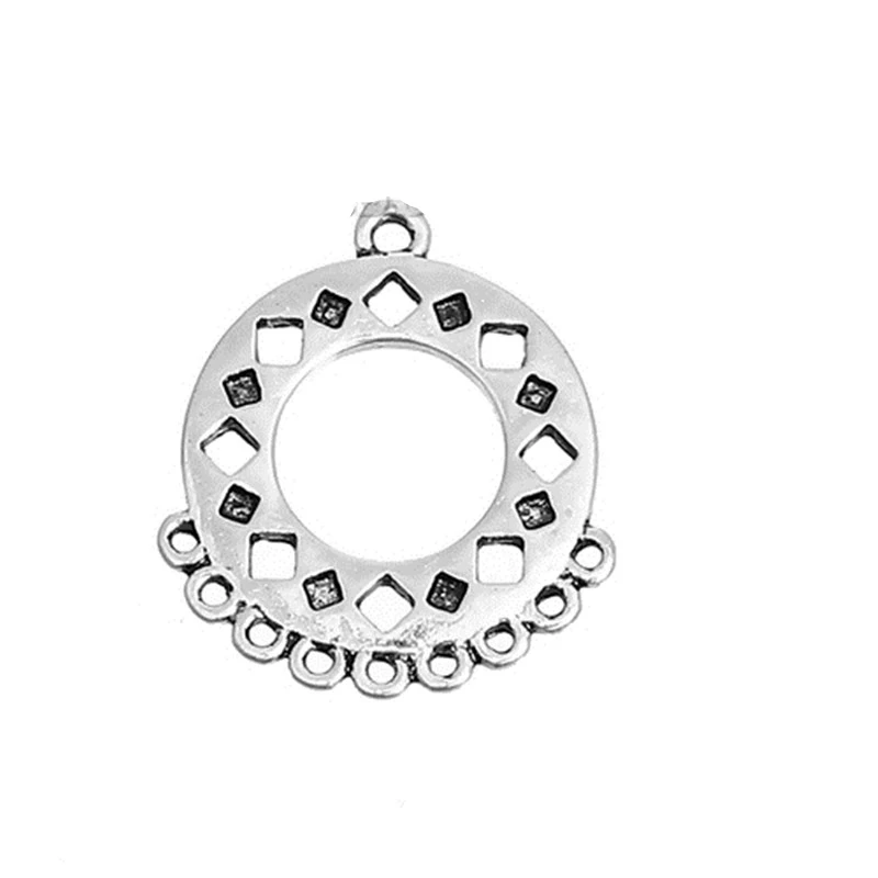 DoreenBeads цинковый сплав соединители геометрический Античный Серебристый Круглый Стиль Ювелирных изделий DIY фурнитура 25 мм(") x 22 мм(7/8"), 4 шт
