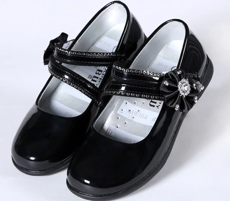 Girls Shoes Children Kid BalletShoes Little Princess Spring Summer Sweet Flower Rhinestone Patent Leather Rubber | Детская одежда и