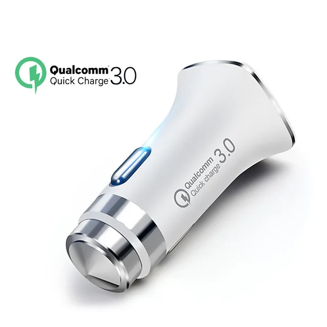 Snow White QGEEM QC 3,0 USB Автомобильное зарядное устройство, молоток для безопасности, быстрая зарядка 3,0, автомобильное быстрое зарядное устройство для телефона, зарядный адаптер для iPhone Xiaomi mi 9 Red mi - Тип штекера: Snow White