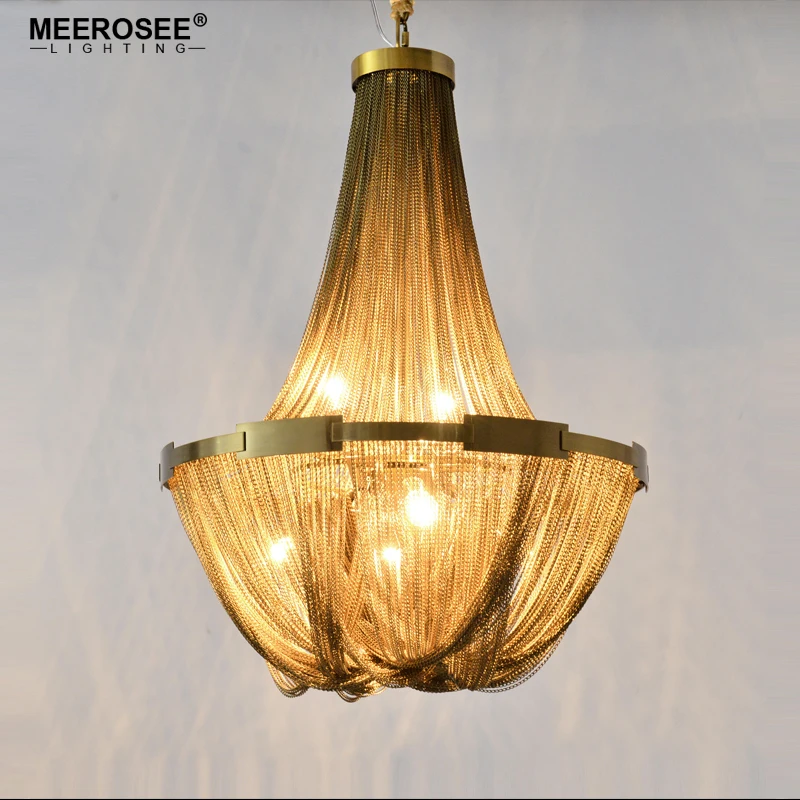 Люстра с алюминиевой цепью Подвесная лампа цвета бронзы во французской империи