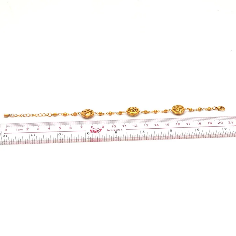 stainless steel gold bracelets round engraved hollow out flower for women Br0411163 | Bracelets