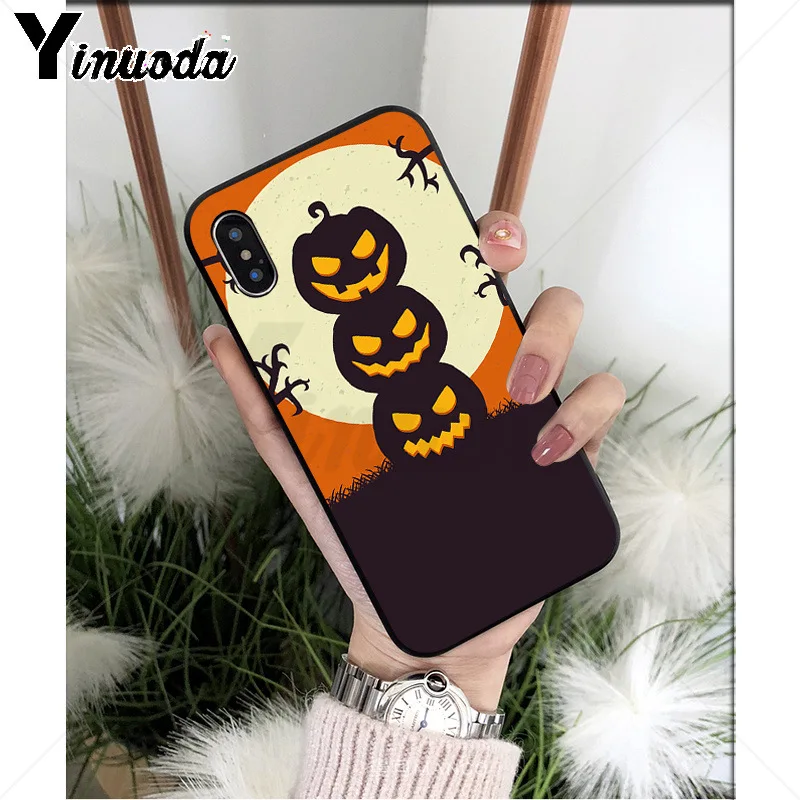 Yinuoda чехол для телефона на Хэллоуин тыква черный мягкий из ТПУ iPhone 6S 6plus 7 7plus 8Plus X Xs