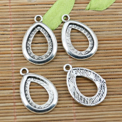 

24pcs tibetan silver color tear shaped cabochon setting drop EF2298