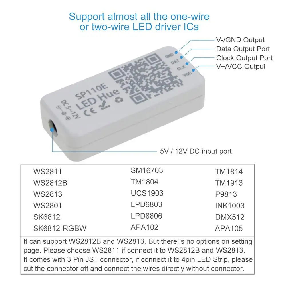 Светодиодный контроллер SP501E WIFI ler Amazon Alexa SP110E Bluetooth для адресной IC ленты WS2812bB SK6812