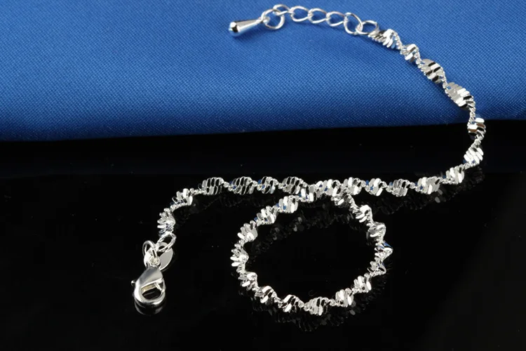 Модная витая плетеная цепочка для женщин ножной браслет серебряного цвета