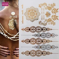 fashion women metallic flash body neck arm temporary tattoos sticker gold silver