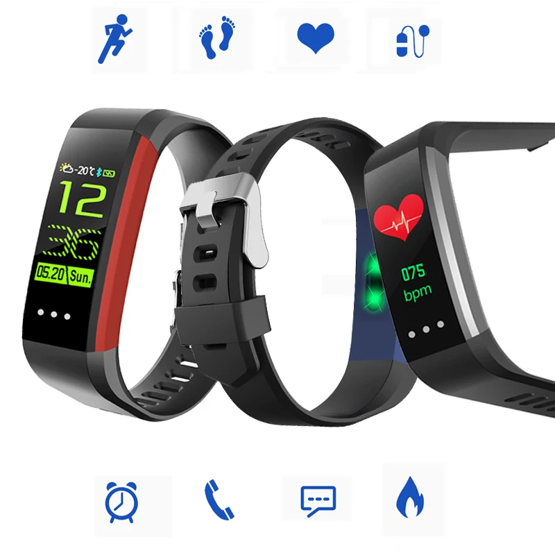 

Smart Fitness Wristband BT4 Touch Screen Bracelet Pedometer Heart Rate Distance Calorie Recorder SMS Call Vibrating Reminder