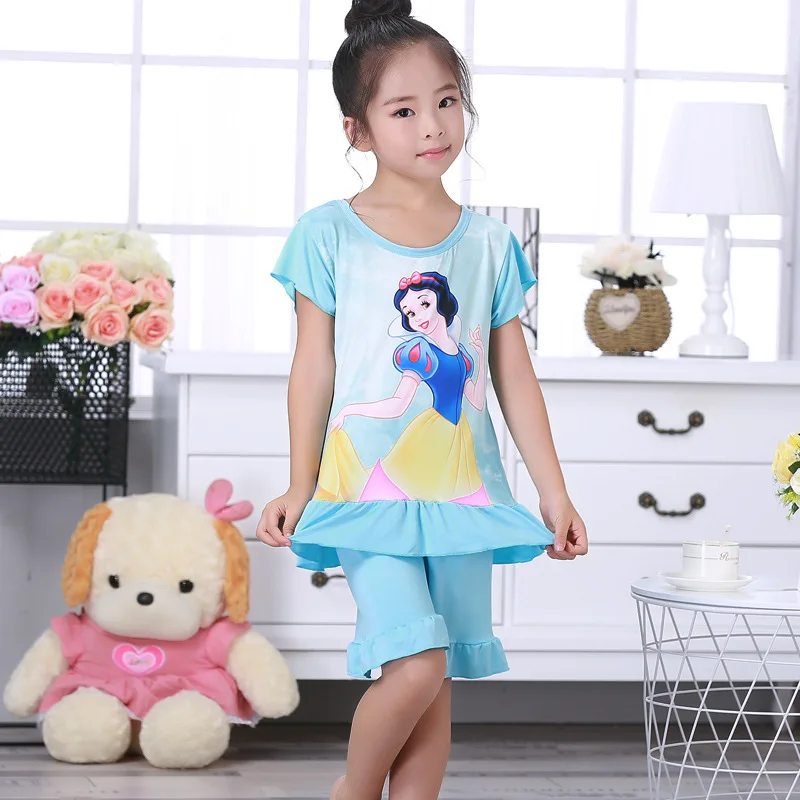 Одежда для сна Принцессы Disney Эльза Детские пижамные штаны + Пижамный топ летняя