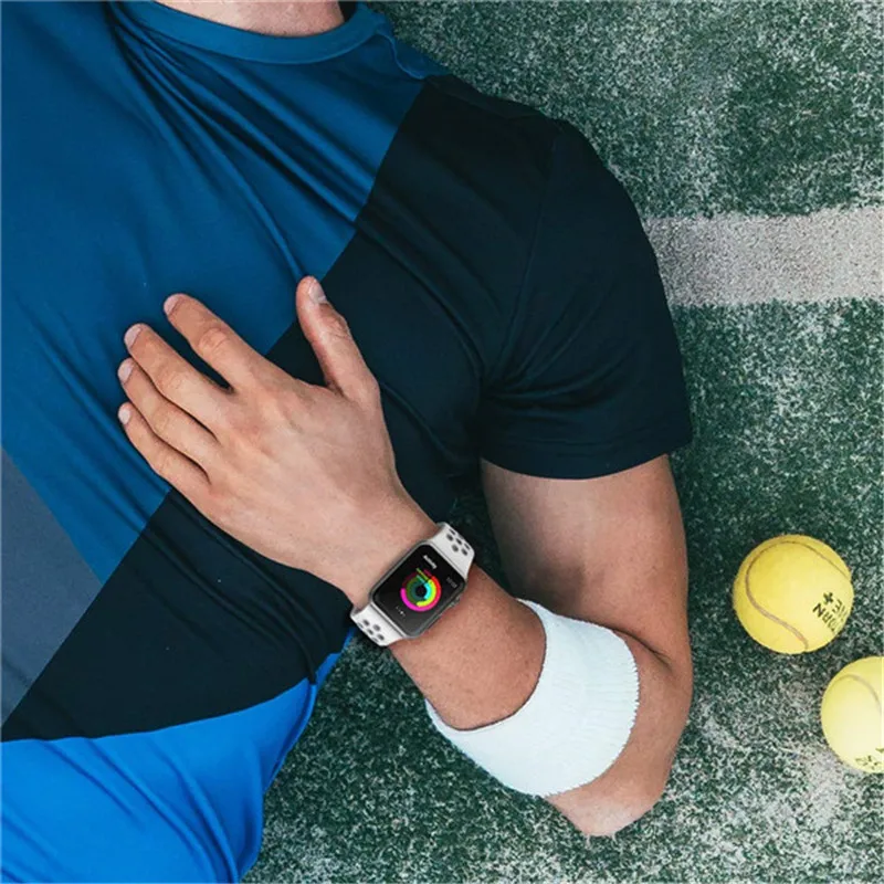 Мягкие силиконовые спортивные мужские и женские полосы для apple watch 4 полоса 40 мм 44 мм, 38 мм, 42 мм, браслет на запястье для наручных часов iWatch серии 1/2/3