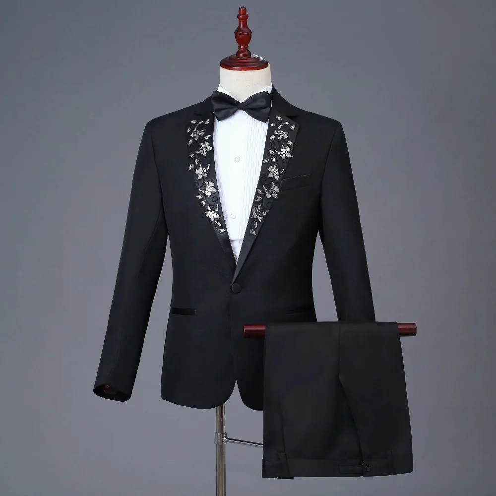 Новинка 2018 дизайнерские черные мужские костюмы по индивидуальному заказу - Фото №1
