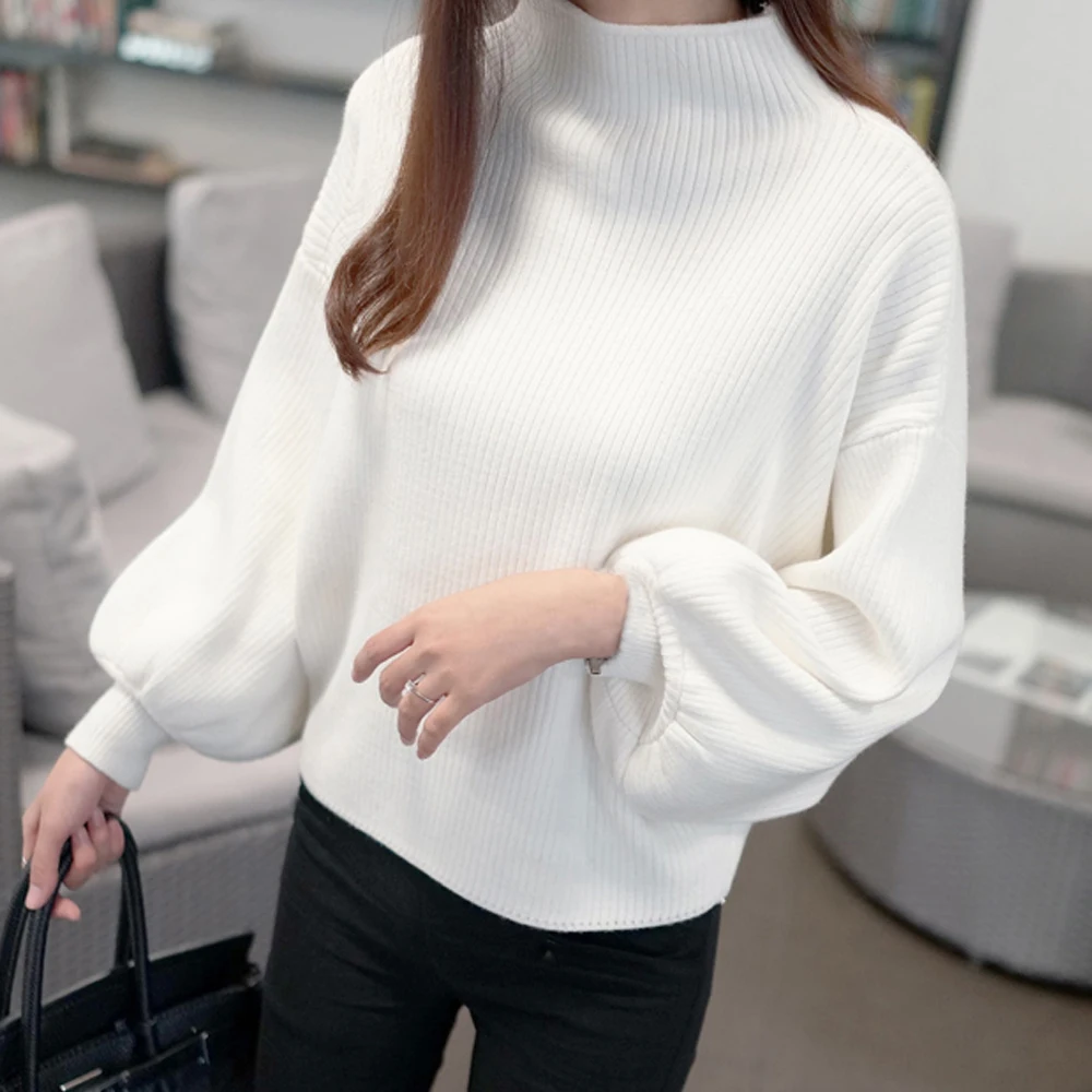 AVODOVAMA M Hot Sale Fashion Turtleneck Lantern Sleeve Winter Women Sweater Loose Pullovers Female Knitted Sweaters Tops | Женская