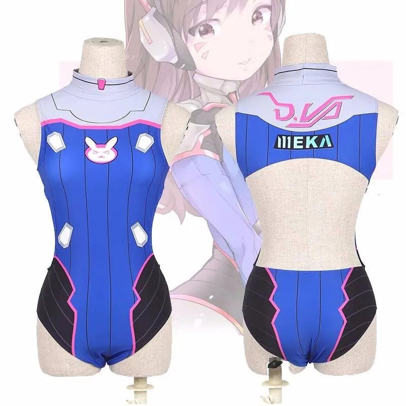 Новый стиль часы над OW D. Va купальный костюм DVA Цельный купальник Косплей Костюм с