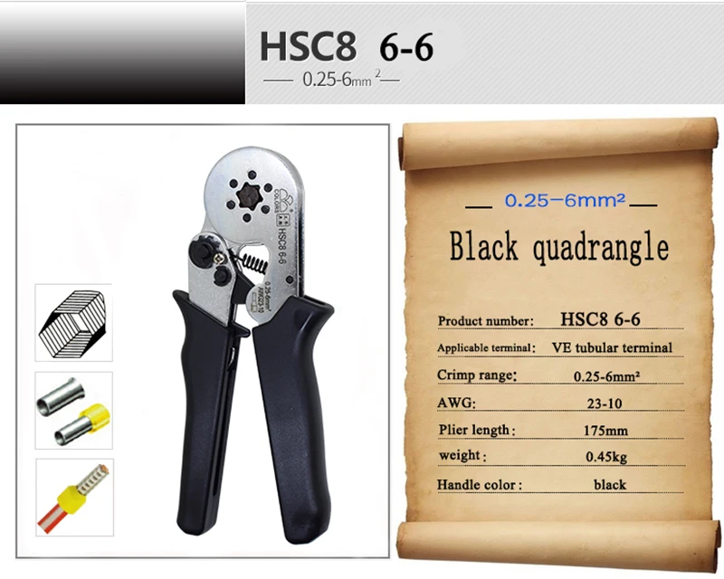 HSC8 10С 0,25-10mm2 23-7AWG HSC8 6-4A/6-6 0,25-6mm2 HSC8 16-4 обжимные клещи электрическая трубка Клеммы Коробка мини фирменный Зажим инструменты