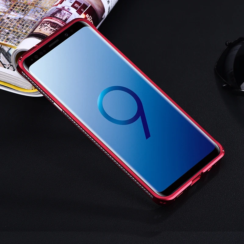 Бампер iMatch чехол для samsung Galaxy S9/S9 Plus роскошный Алмазный Алюминиевый металлический Невидимый чехол-подставка бампер S9 Plus