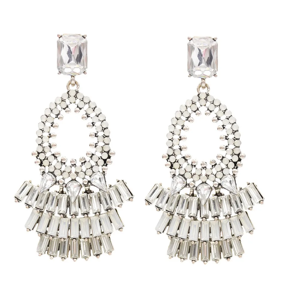 

4 Colors Baroque Luxurious Glass Crystal Drop Earrings Bohemian Unique Shining Rhinestone Dangle Earrings Women Fashion Jewelry