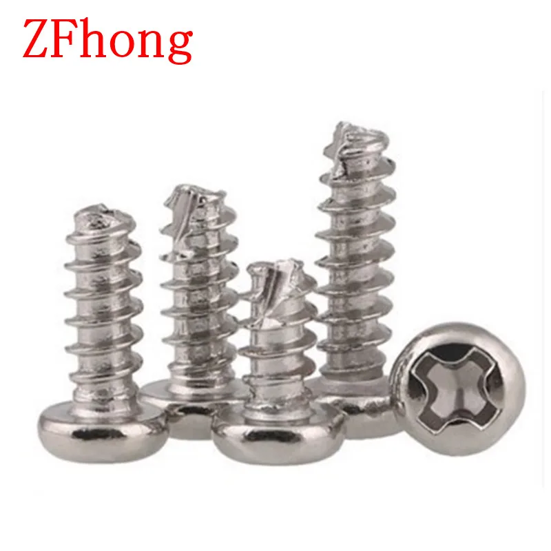 

500pcs/lot Pan head Cutting Tapping Screws M2*4/5/6/8/10/12 Steel With nickel Scrape Point self tapping screw