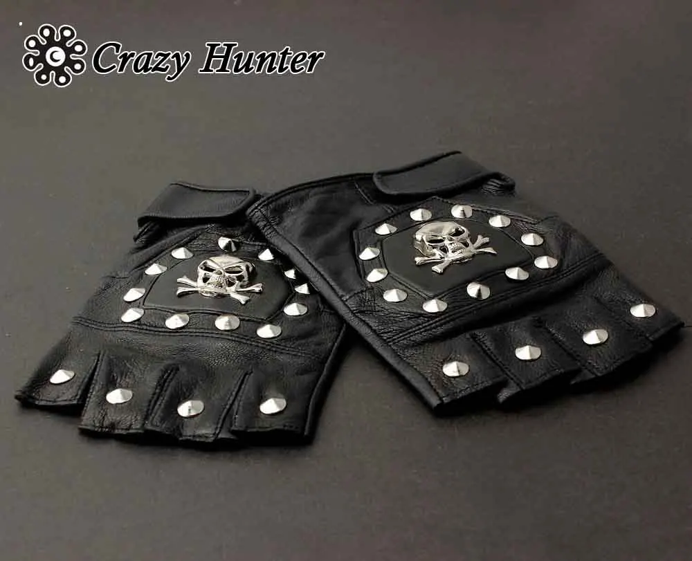 Мужские байкерские перчатки без пальцев из натуральной кожи|biker fingerless gloves|fingerless