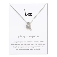 elegant card leo 12 constellation pendant necklaces for women zodiac chains necklace color birthday gifts jewelry