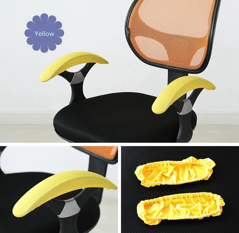 

Yellow Colour Lycra Computer Chair Cover Fit For Office Chair With Armrest Spandex Chair Cover Decoration Wholesale