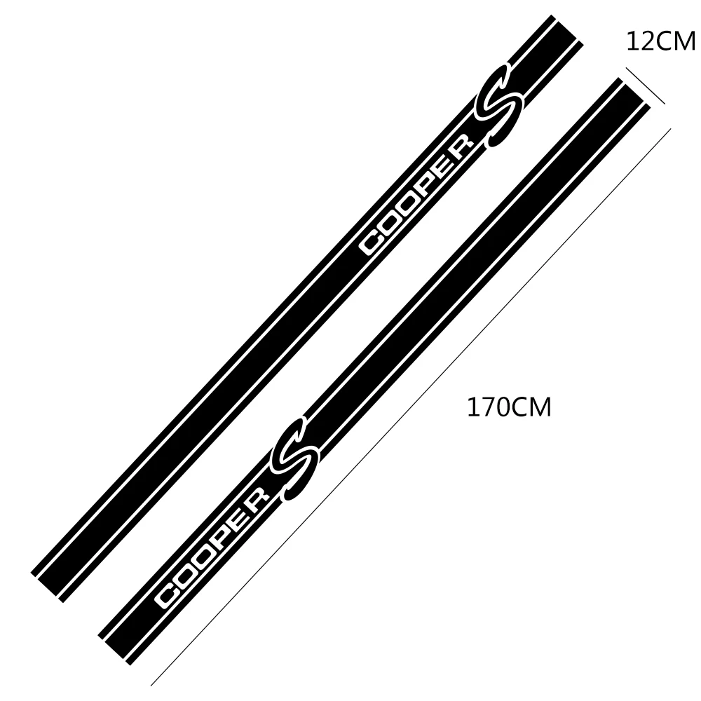 2 шт. стайлинга автомобилей боковой двери юбка в полоску стикеры наклейки для MINI