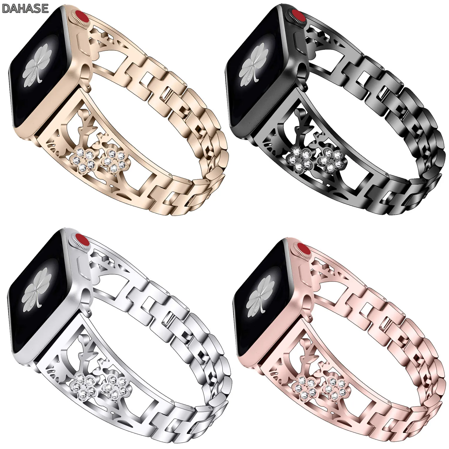 Браслет из нержавеющей стали для Apple Watch Series 1 2 3 4 5 6 SE браслет с цветком сливы iWatch