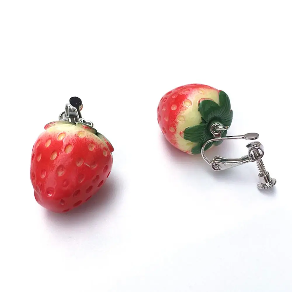 Cartoon Cute Design Resin Strawberry Drop Earrings Long Dangle Fashion Jewelry For Women Girl Gift | Украшения и аксессуары